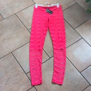 Hot pink lace leggings
